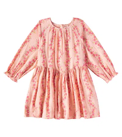 Konges Slojd Kids' Coco Floral Cotton Muslin Dress In Pink