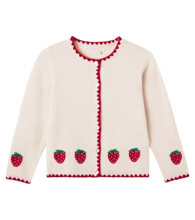 Konges Slojd Kids' Konges Sløjd Collette Embroidered Wool Cardigan In White