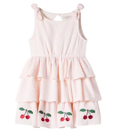 Konges Slojd Kids' Ellie Striped Cotton Seersucker Dress In Pink