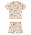 Konges Slojd Elliot Cotton Seersucker Shirt And Shorts Set In Multicoloured