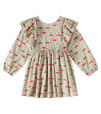 Konges Slojd Kids' Evia Bow-detail Printed Cotton Dress In Multicolor