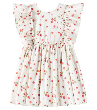 Konges Slojd Kids' Evia Bow-detail Printed Cotton Dress In Multicoloured