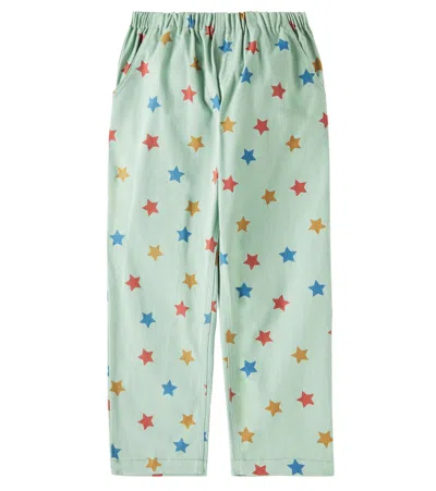 Konges Slojd Kids' Fen Printed Cotton Pants In Grün