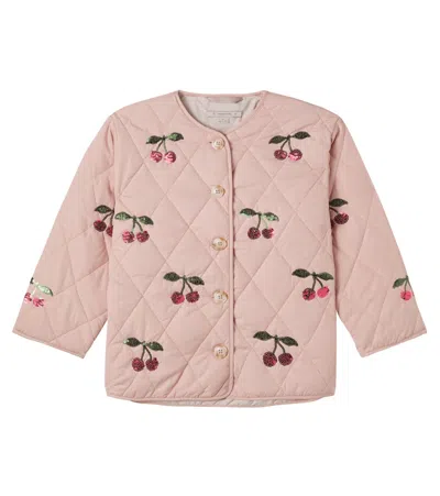 Konges Slojd Kids' Konges Sløjd Flora Quilted Sequined Jacket In Brown
