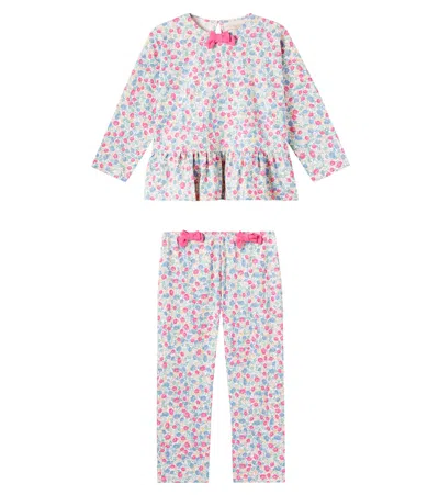 Konges Slojd Kids' Floral Cotton Top And Pants Set In Multicoloured