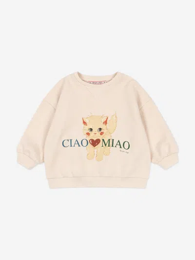 Konges Slojd Kids' Konges Sløjd Girls Belli Miao Amore Sweatshirt In Neutral