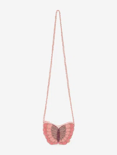 Konges Slojd Kids' Konges Sløjd Girls Butterfly Beaded Bag In Pink