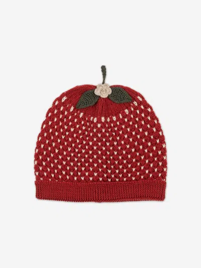 Konges Slojd Kids' Konges Sløjd Girls Strawberry Beanie Hat In Red