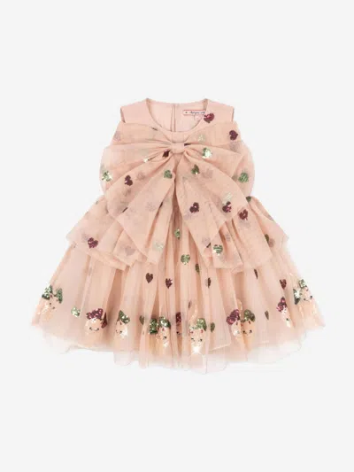 Konges Slojd Babies' Konges Sløjd Girls Yvonne Bow Dress In Pink