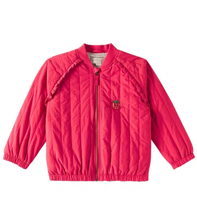 Konges Slojd Kids' Juno Beaded Bomber Jacket In Pink