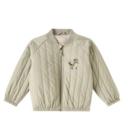 Konges Slojd Kids' Juno Embroidered Bomber Jacket In Laurel Oak