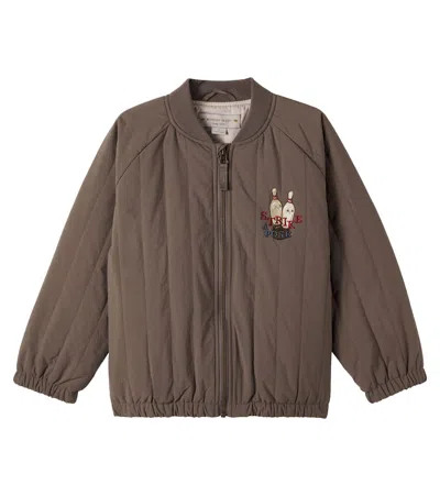 Konges Slojd Kids' Konges Sløjd Juno Embroidered Bomber Jacket In Brown