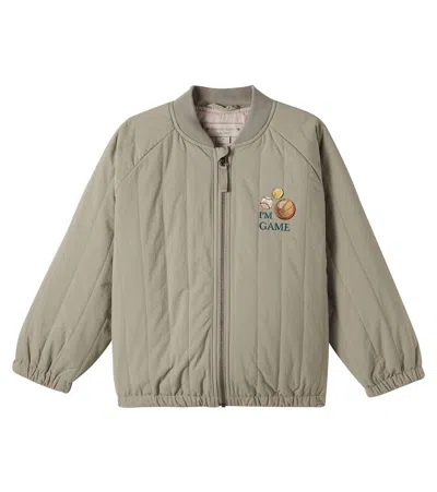 Konges Slojd Kids' Konges Sløjd Juno Embroidered Bomber Jacket In Gray