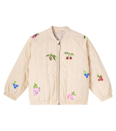 Konges Slojd Kids' Konges Sløjd Juno Sequinned Bomber Jacket In Neutral