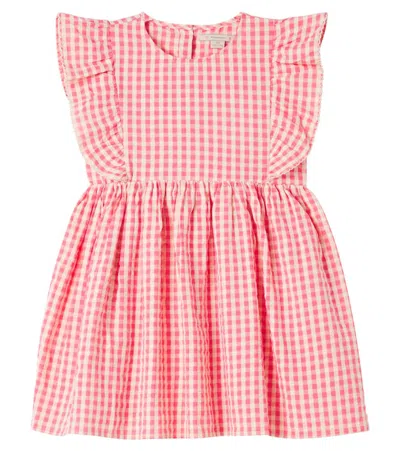 Konges Slojd Kids' Kim Gingham Cotton Seersucker Dress In Pink