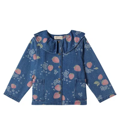 Konges Slojd Kids' Konges Sløjd Magot Printed Denim Jacket In Blue