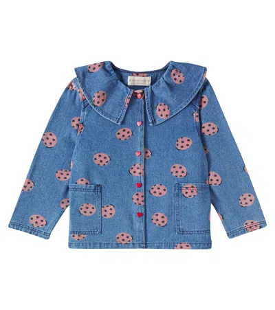 Konges Slojd Kids' Magot Printed Denim Shirt In Blue