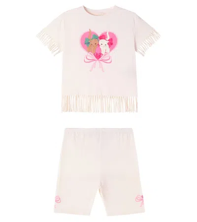 Konges Slojd Kids' Konges Sløjd Marah Cotton Jersey T-shirt And Shorts Set In Pink