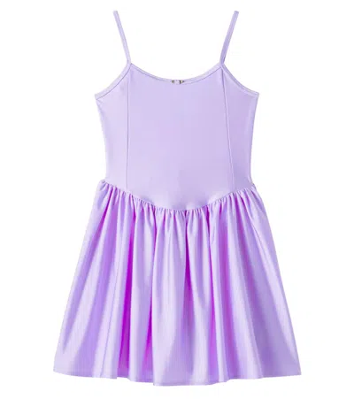 Konges Slojd Kids' Mousse Gathered Jersey Dress In Purple