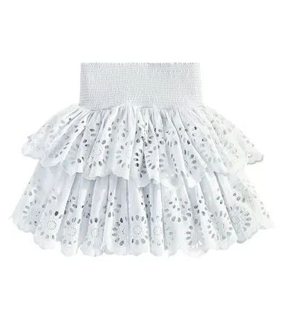 Konges Slojd Kids' Posey Broderie Anglaise Tiered Cotton Skirt In Blau