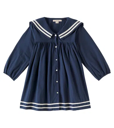Konges Slojd Kids' Sailor Cotton Dress In Navy Blazer