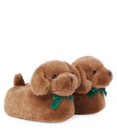 Konges Slojd Kids' Konges Sløjd Sausage Dog Slippers In Brown