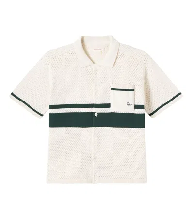 Konges Slojd Kids' Shark Open-knit Cotton Bowling Shirt In Beige