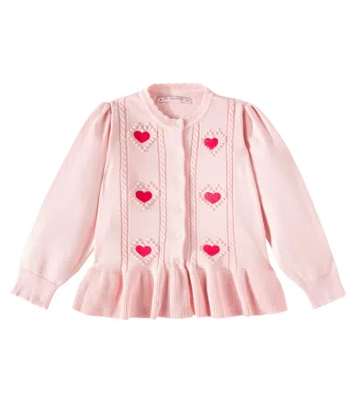 Konges Slojd Kids' Soleil Embroidered Cotton Cardigan In Pink