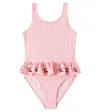 Konges Slojd Soline Embroidered Gingham Swimsuit In Pink
