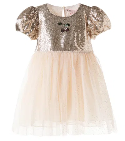 Konges Slojd Kids' Konges Sløjd Kleid Starla Mit Pailletten In Neutral
