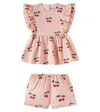 Konges Slojd Verbena Printed Cotton Top And Shorts Set In Pink