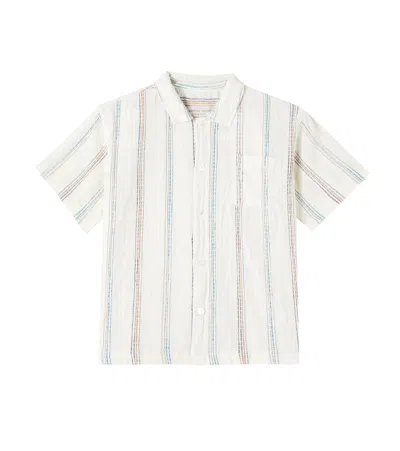 Konges Slojd Kids' Konges Sløjd Vincent Cotton-blend Seersucker Shirt In White