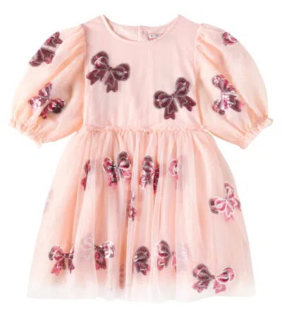 Konges Slojd Kids' Yvonne Sequined Tulle Dress In Pink