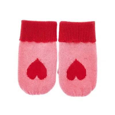Konges Slojd L Knitted 'collette' Mittens Kids In Pink