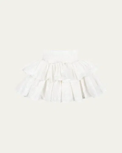 Konges Slojd Kids' Lacey Smock Tiered Skirt In Optic White