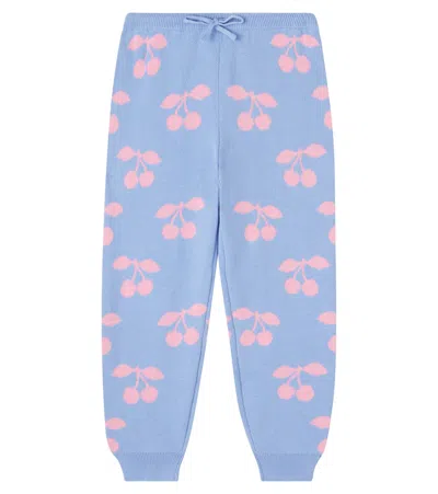 Konges Slojd Kids' Konges Sløjd Lapis Jacquard Cotton Sweatpants In Blue