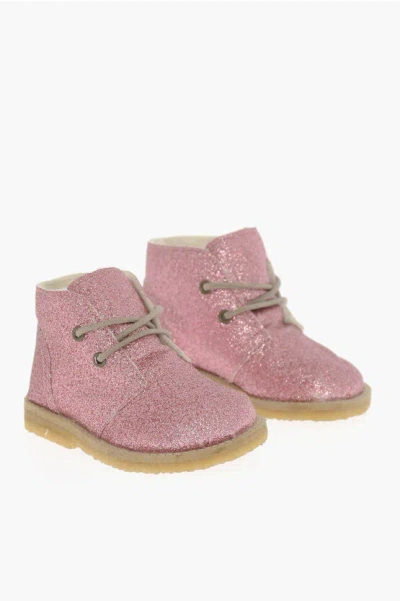 Konges Slojd Leather Suede Low-top Trainers In Pink