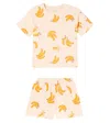 Konges Slojd Lin Printed Cotton T-shirt And Shorts Set In Brown