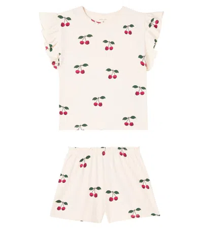 Konges Slojd Kids' Lin Ruffled Cotton Top And Shorts Set In White