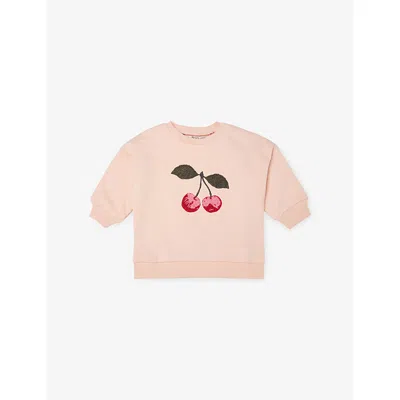 Konges Slojd Kids' Evening Sand Lou Cherry-patch Cotton-blend Sweatshirt 12 Months-10 In Brown