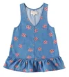 Konges Slojd Magot Printed Denim Dress In Blue