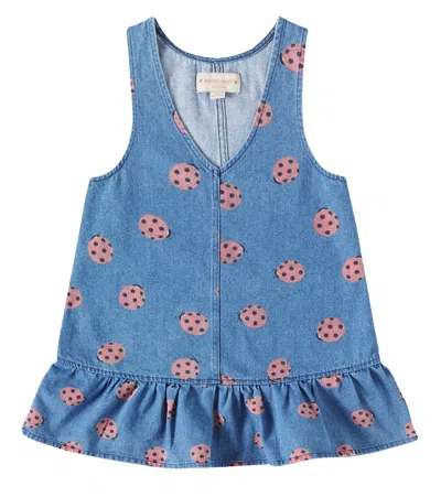 Konges Slojd Kids' Magot Printed Denim Dress In Blue