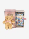 Konges Slojd Miniature Teddy With Bed Set In Nude