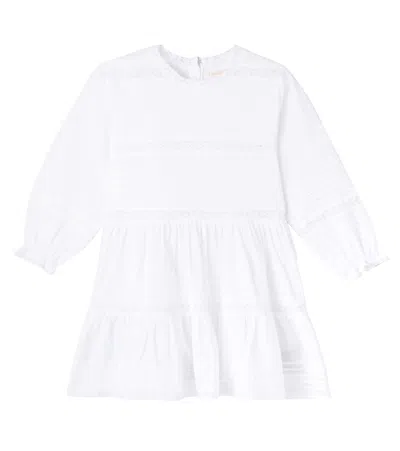 Konges Slojd Kids' Konges Sløjd Orchid Lace-trimmed Cotton Dress In White