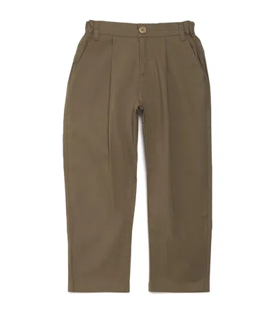 Konges Slojd Kids' Organic Cotton-blend Chim Chinos In Brown