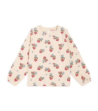 Konges Slojd Kids' Organic Cotton-blend Chleo Blouse In Neutral