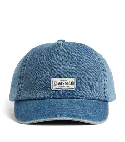 Konges Slojd Kids'  Organic Cotton Denim Cap In Blue