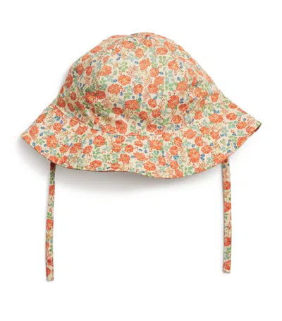 Konges Slojd Kids' Organic Cotton Floral Verbena Bucket Hat In Orange