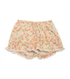 Shop Konges Slojd Organic Cotton Floral Verbena Shorts In Orange
