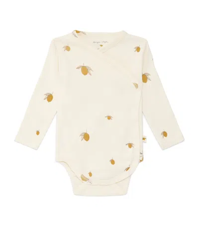 Konges Slojd Kids'  Organic Cotton Lemon Print Bodysuit In Neutral